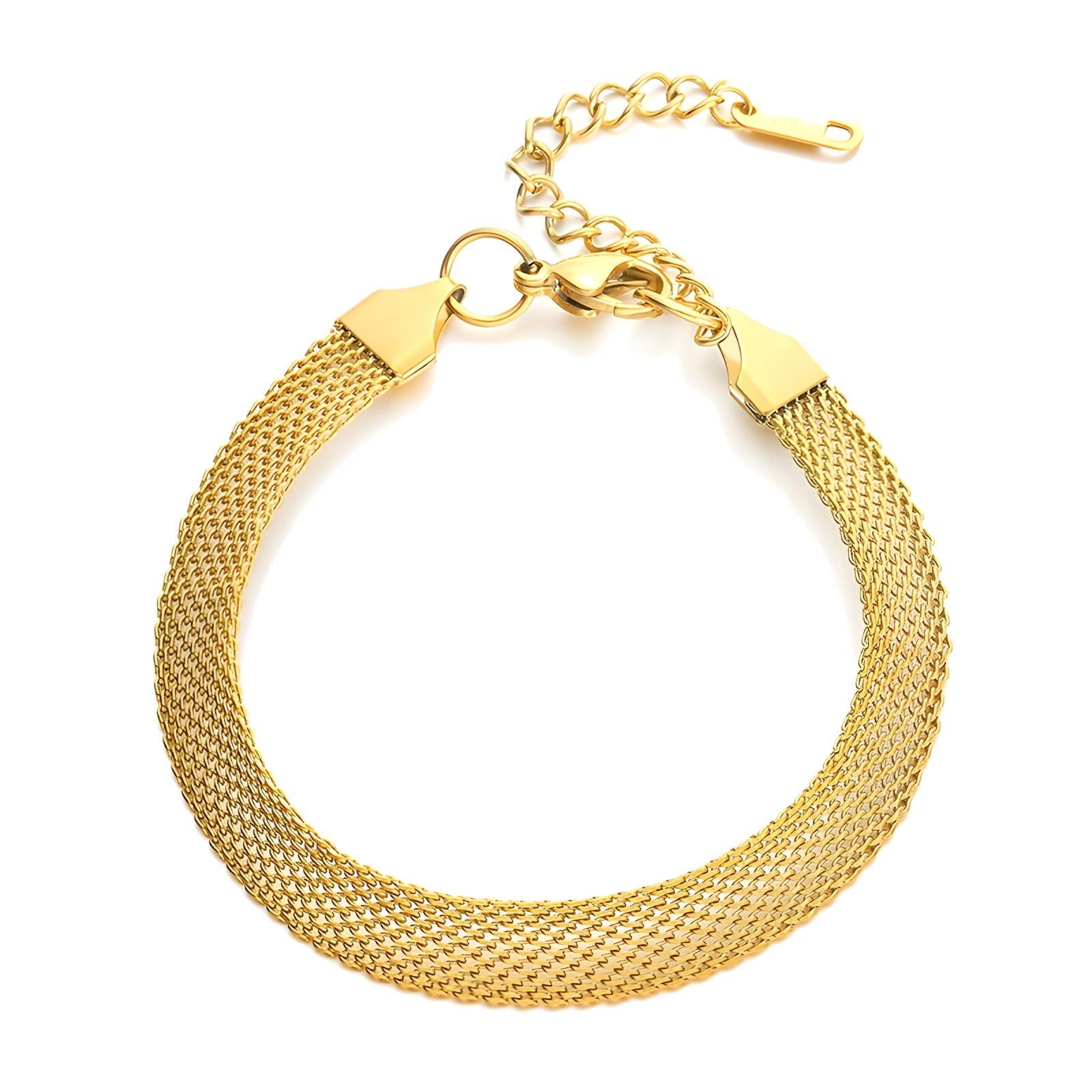 Pulseira rede em aço banhado a ouro 18K