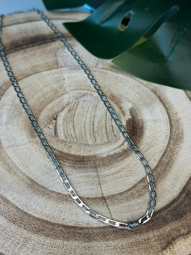 Colar elo quadrado prateado