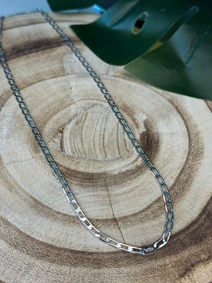 Colar elo quadrado prateado