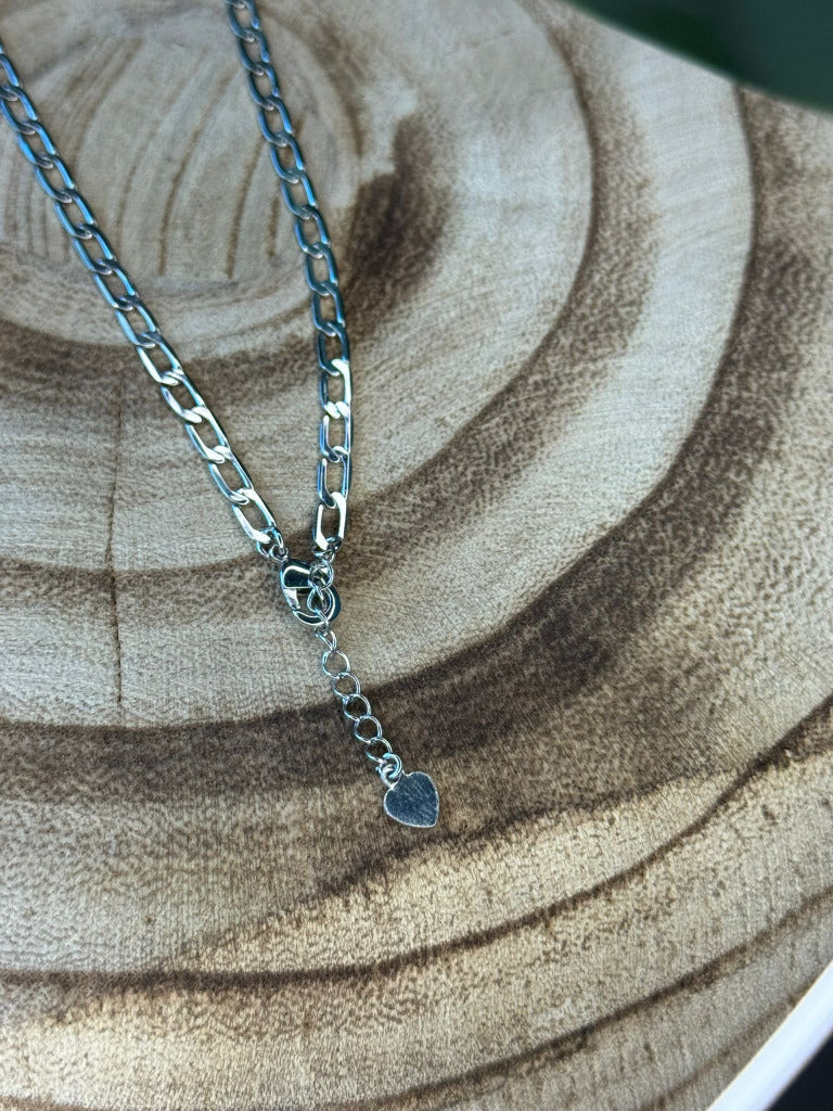 Colar elo quadrado prateado